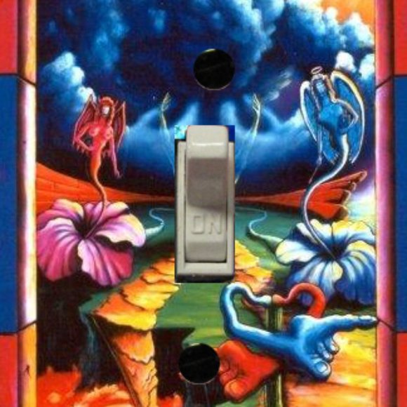 Blacklight Light Switch plate Cover Hippie Decor Trippy Psychedelic Surreal Art - Picture 1 of 1